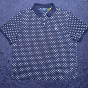 Polo Ralph Lauren Performance Polo Mens XL Blue White Geometric Golf Stretch